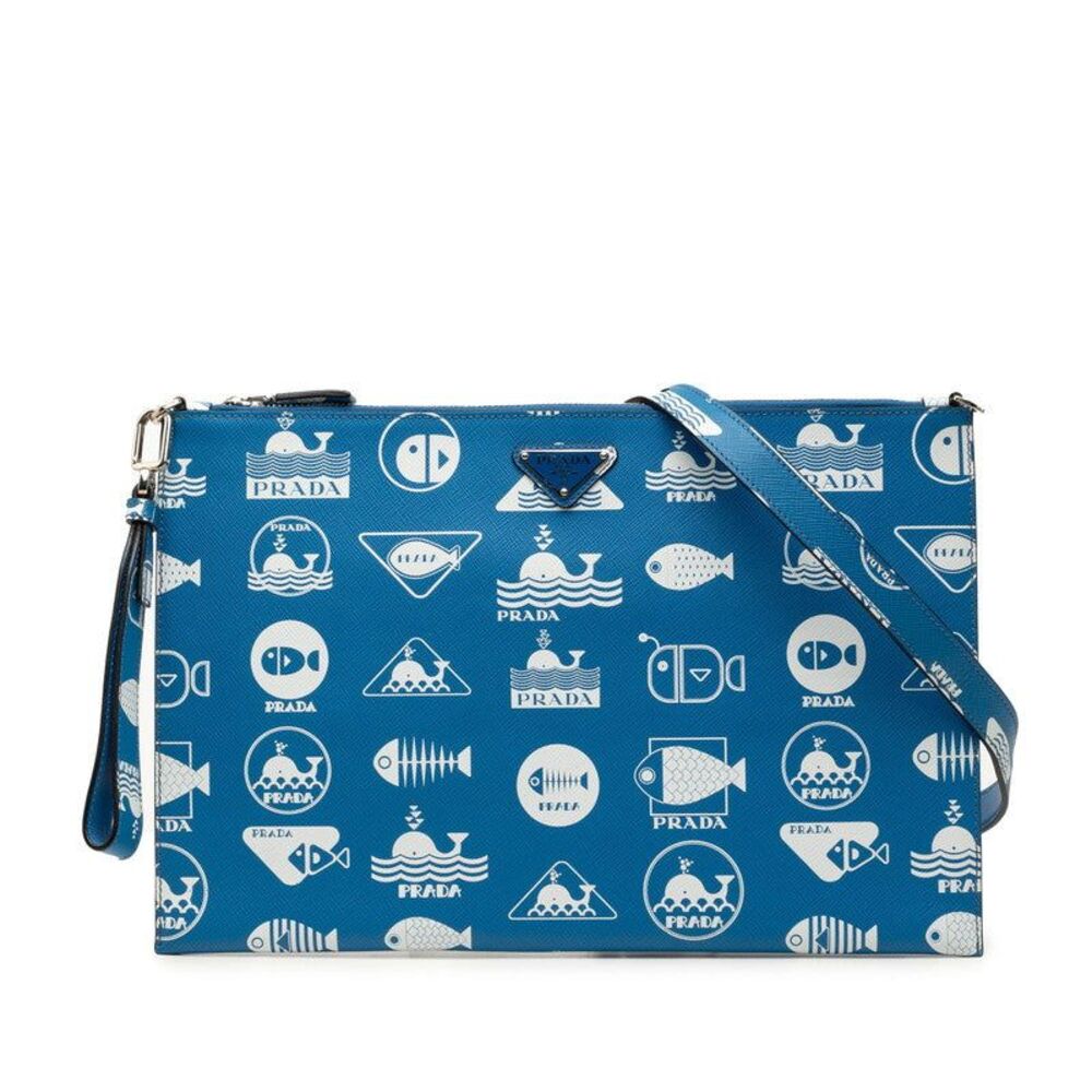 Prada Triangle Logo Plate Clutch Bag